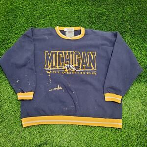 Vintage Michigan Wolverines Sweatshirt XL 26x27 Ringer USA